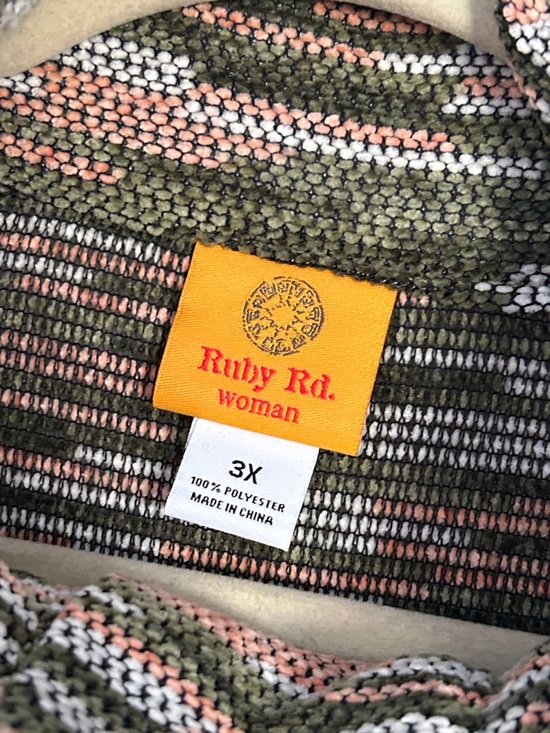 NWT Ruby Rd. Olive multi snap Mockneck textured top size 3X - Picture 4 of 5